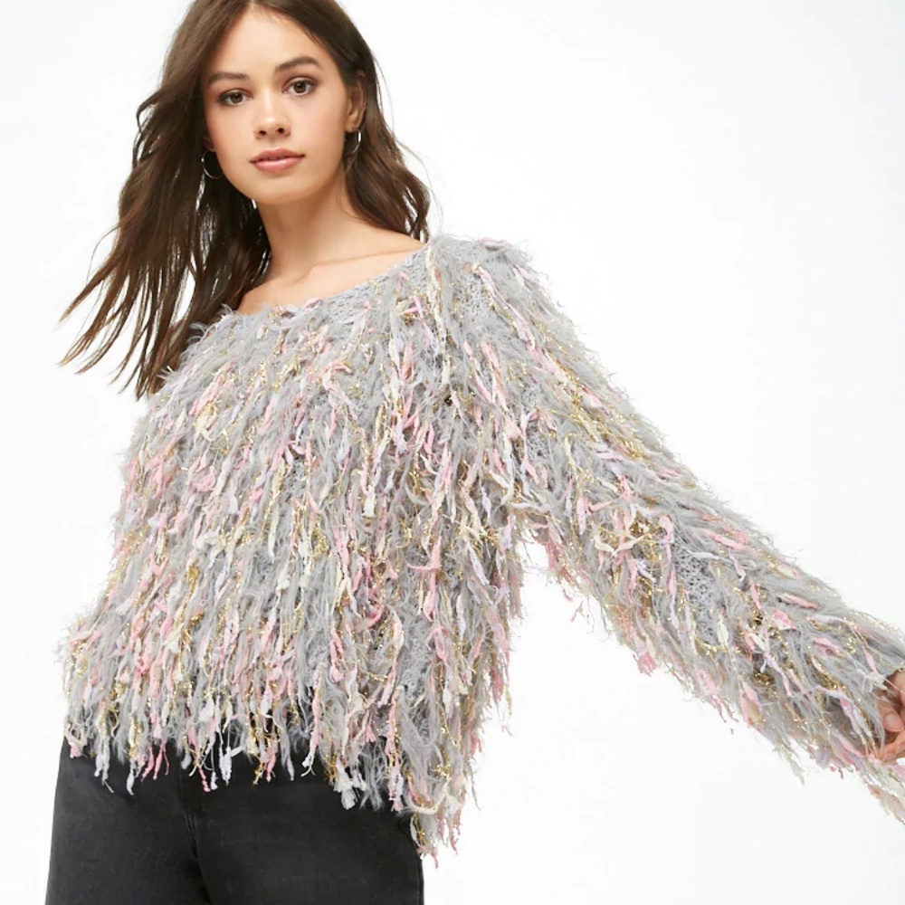 Metallic Fringe Sweater